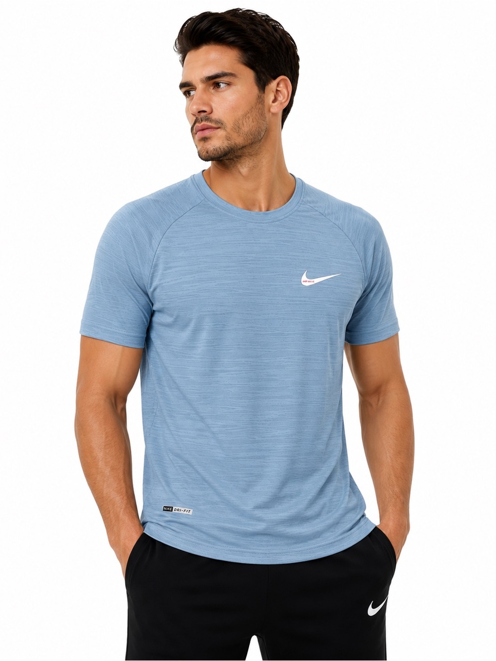 Nike Men’s T-shirt Color Blue fox Short Sleeve Dri-Fit 100% Polyester